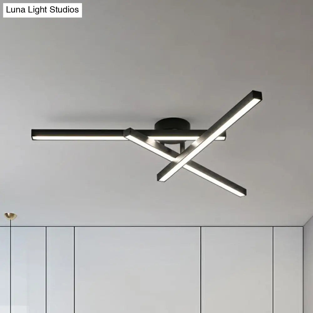 DecorBites™ DecorBites™ Sleek LED Semi Flush Mount Ceiling Light Fixture for Living Room, Minimalist Metal Design