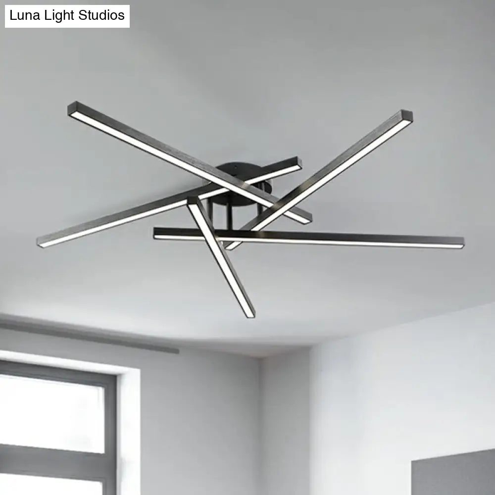 DecorBites™ DecorBites™ Sleek LED Semi Flush Mount Ceiling Light Fixture for Living Room, Minimalist Metal Design
