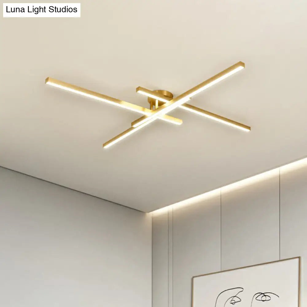 DecorBites™ DecorBites™ Sleek LED Semi Flush Mount Ceiling Light Fixture for Living Room, Minimalist Metal Design