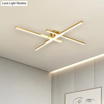DecorBites™ DecorBites™ Sleek LED Semi Flush Mount Ceiling Light Fixture for Living Room, Minimalist Metal Design