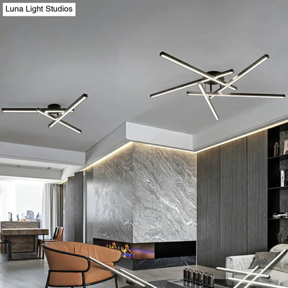 DecorBites™ DecorBites™ Sleek LED Semi Flush Mount Ceiling Light Fixture for Living Room, Minimalist Metal Design