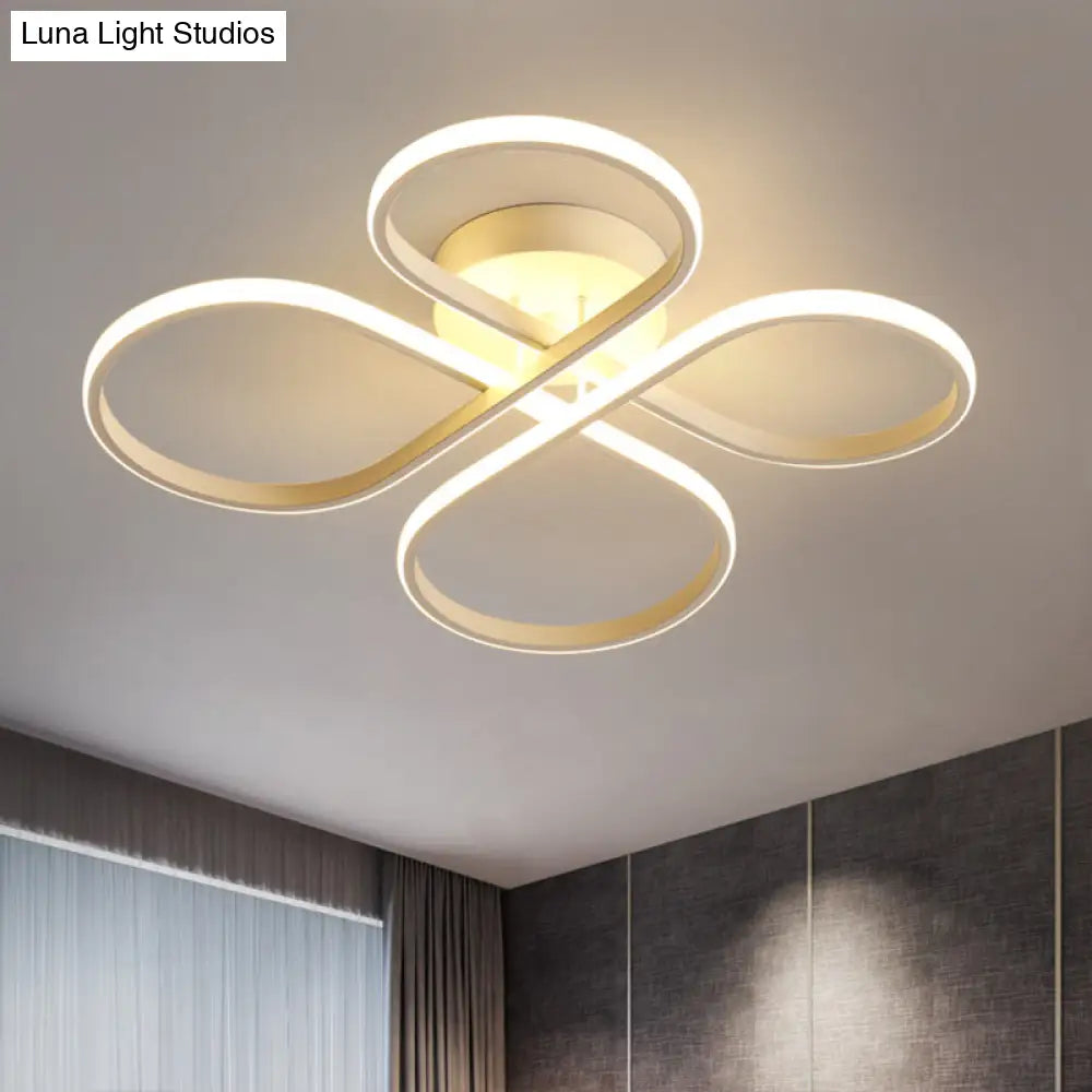DecorBites™ DecorBites™ Sleek LED Semi Flush White Floral Close to Ceiling Light, Acrylic Shade, Warm/White Light - 23"/27.5" W