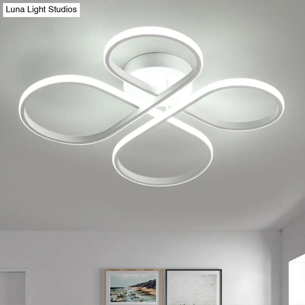 DecorBites™ DecorBites™ Sleek LED Semi Flush White Floral Close to Ceiling Light, Acrylic Shade, Warm/White Light - 23"/27.5" W