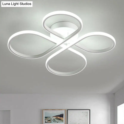 DecorBites™ DecorBites™ Sleek LED Semi Flush White Floral Close to Ceiling Light, Acrylic Shade, Warm/White Light - 23"/27.5" W