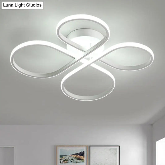 DecorBites™ DecorBites™ Sleek LED Semi Flush White Floral Close to Ceiling Light, Acrylic Shade, Warm/White Light - 23"/27.5" W