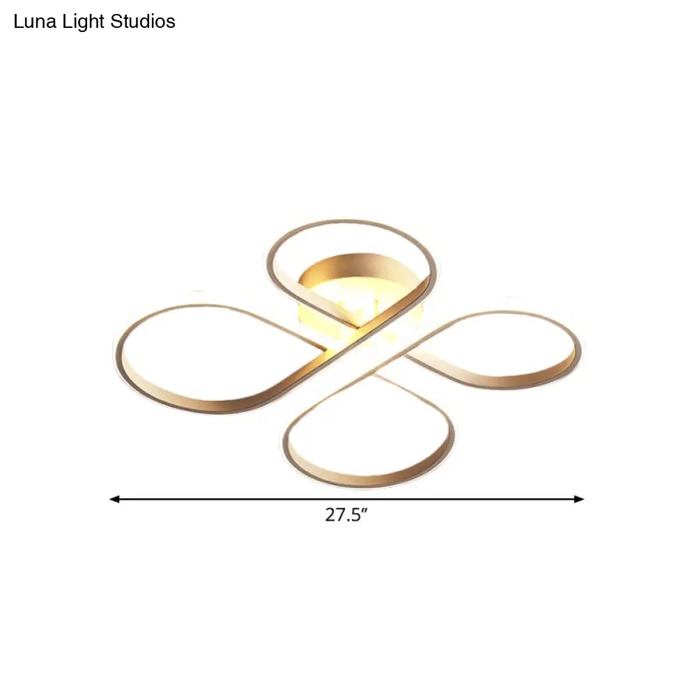 DecorBites™ DecorBites™ Sleek LED Semi Flush White Floral Close to Ceiling Light, Acrylic Shade, Warm/White Light - 23"/27.5" W