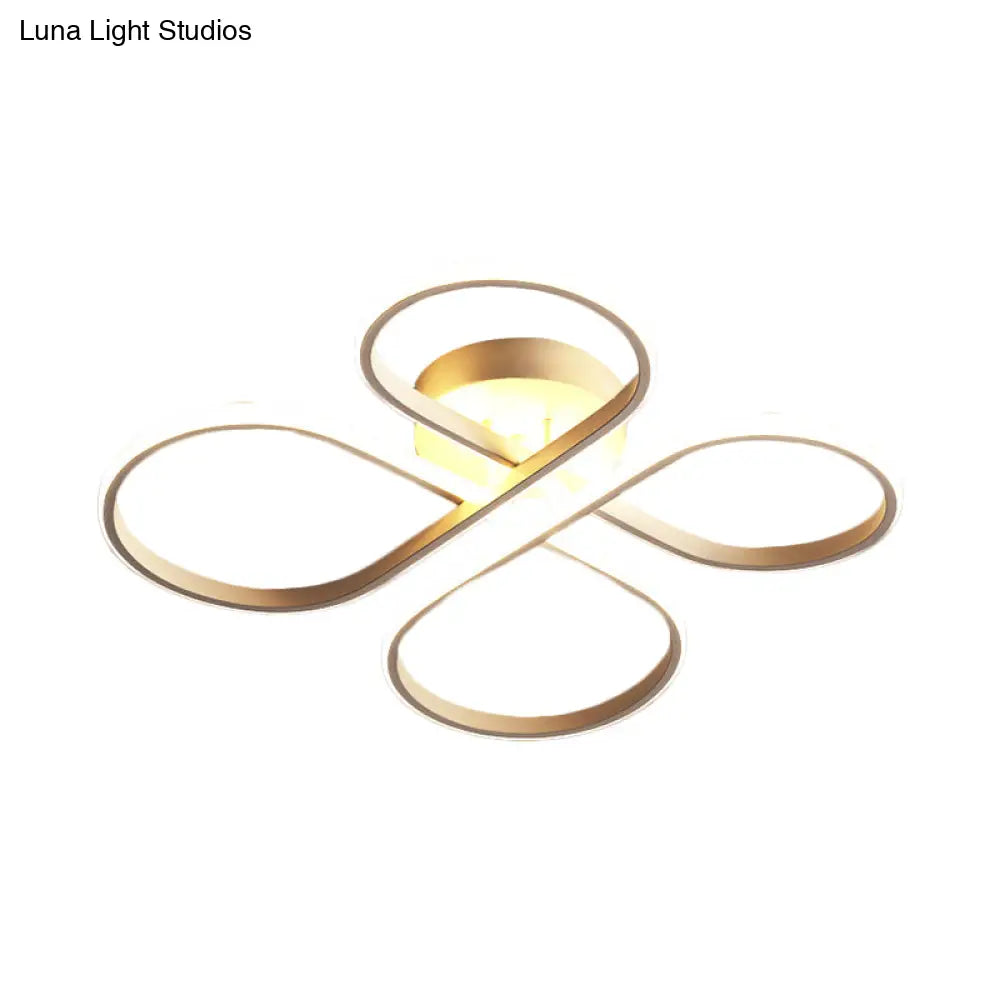 DecorBites™ DecorBites™ Sleek LED Semi Flush White Floral Close to Ceiling Light, Acrylic Shade, Warm/White Light - 23"/27.5" W