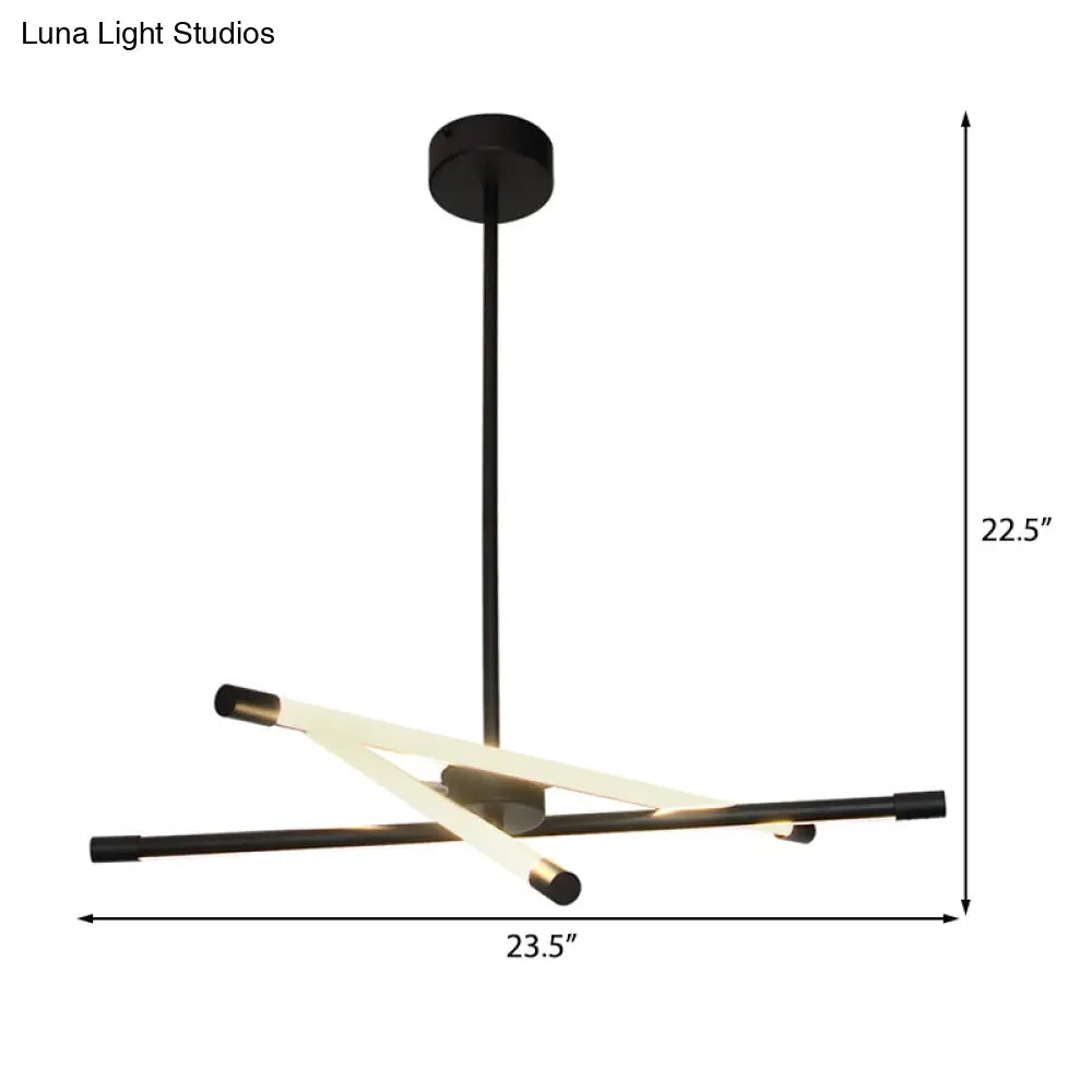 Elegante lámpara de araña lineal tubular de metal - Lámpara colgante LED negra para sala de estar