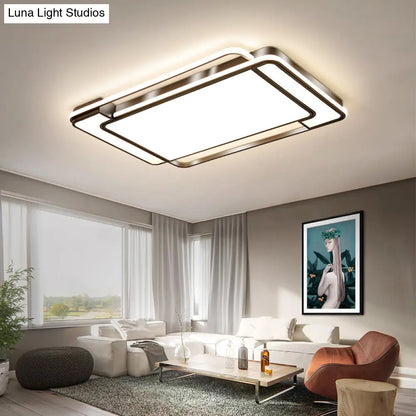 DecorBites™ DecorBites™ Sleek Living Room Illumination: Black Acrylic LED Rectangular Flush Mount Ceiling Lamp