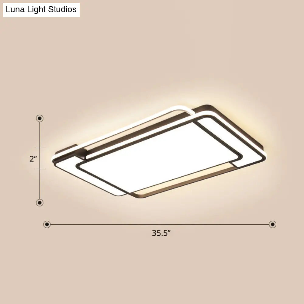 DecorBites™ DecorBites™ Sleek Living Room Illumination: Black Acrylic LED Rectangular Flush Mount Ceiling Lamp
