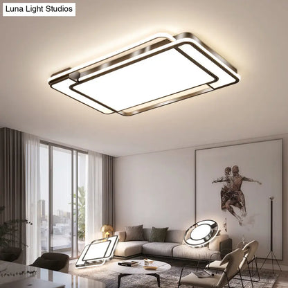 DecorBites™ DecorBites™ Sleek Living Room Illumination: Black Acrylic LED Rectangular Flush Mount Ceiling Lamp