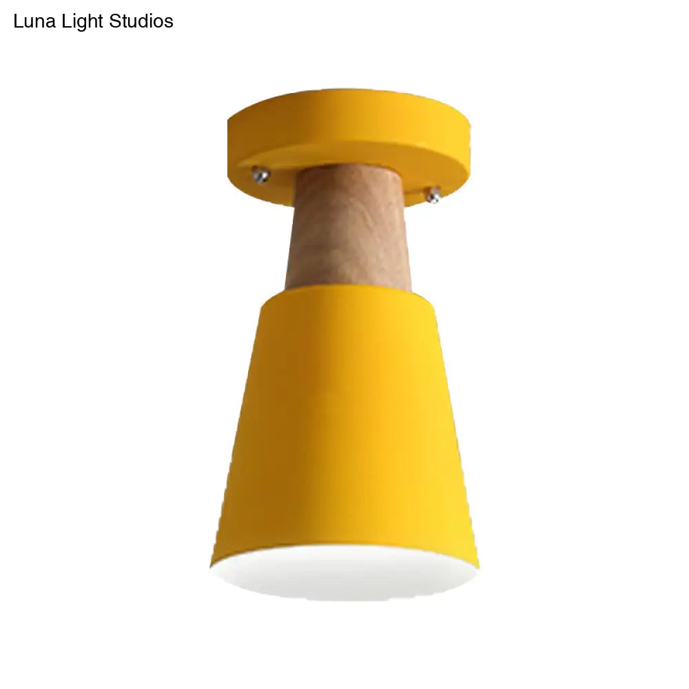 DecorBites™ DecorBites™ Sleek Macaron Conic Semi Flushmount Light - Grey/Pink/Yellow/Green