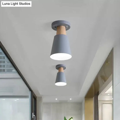 DecorBites™ DecorBites™ Sleek Macaron Conic Semi Flushmount Light - Grey/Pink/Yellow/Green