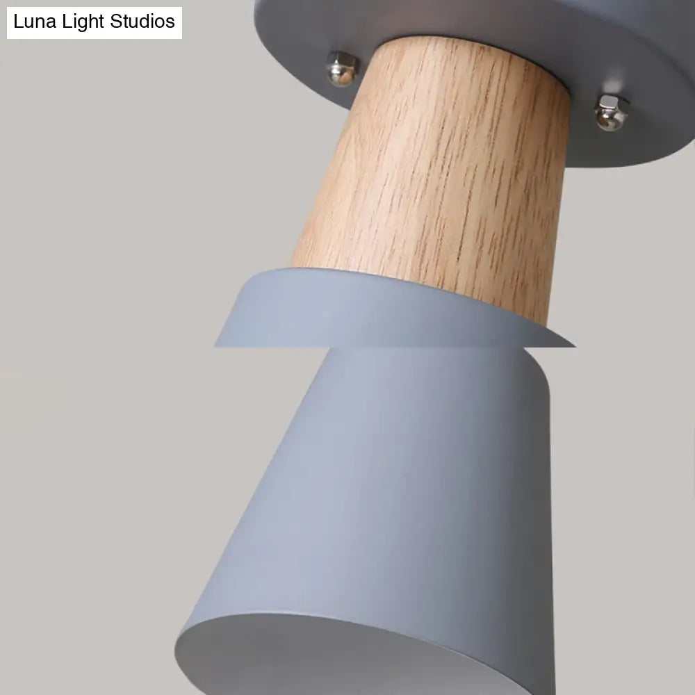 DecorBites™ DecorBites™ Sleek Macaron Conic Semi Flushmount Light - Grey/Pink/Yellow/Green