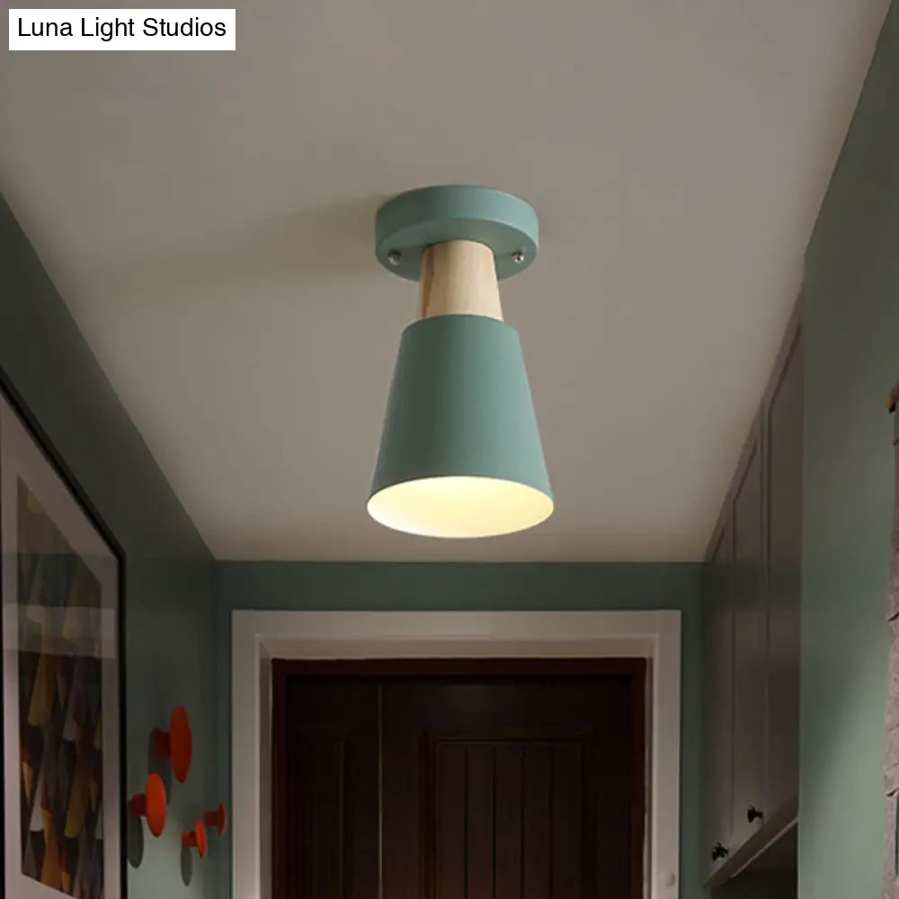 DecorBites™ DecorBites™ Sleek Macaron Conic Semi Flushmount Light - Grey/Pink/Yellow/Green