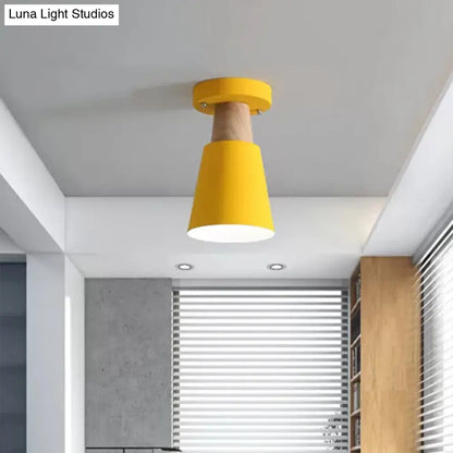 DecorBites™ DecorBites™ Sleek Macaron Conic Semi Flushmount Light - Grey/Pink/Yellow/Green