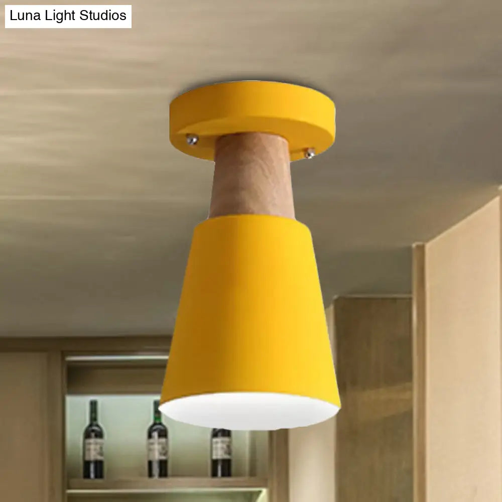 DecorBites™ DecorBites™ Sleek Macaron Conic Semi Flushmount Light - Grey/Pink/Yellow/Green