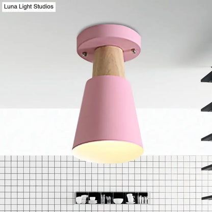 DecorBites™ DecorBites™ Sleek Macaron Conic Semi Flushmount Light - Grey/Pink/Yellow/Green