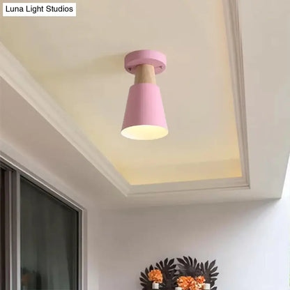 DecorBites™ DecorBites™ Sleek Macaron Conic Semi Flushmount Light - Grey/Pink/Yellow/Green