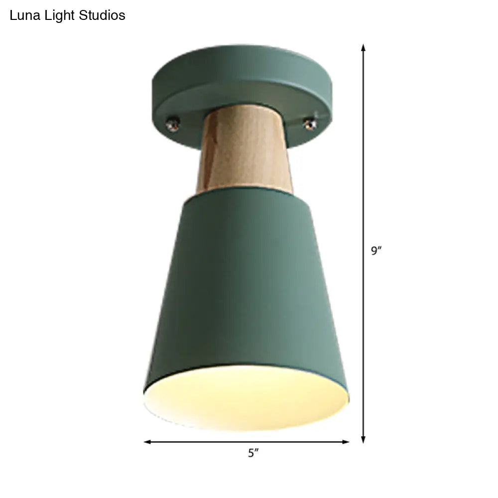 DecorBites™ DecorBites™ Sleek Macaron Conic Semi Flushmount Light - Grey/Pink/Yellow/Green