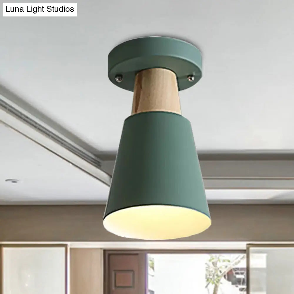 DecorBites™ DecorBites™ Sleek Macaron Conic Semi Flushmount Light - Grey/Pink/Yellow/Green