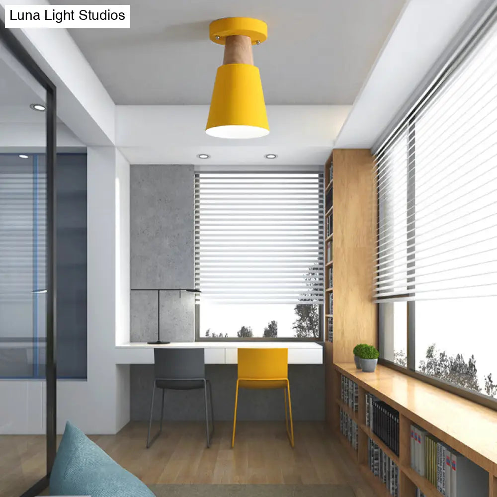 DecorBites™ DecorBites™ Sleek Macaron Conic Semi Flushmount Light - Grey/Pink/Yellow/Green