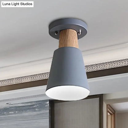 DecorBites™ DecorBites™ Sleek Macaron Conic Semi Flushmount Light - Grey/Pink/Yellow/Green