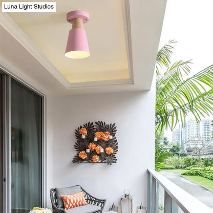 DecorBites™ DecorBites™ Sleek Macaron Conic Semi Flushmount Light - Grey/Pink/Yellow/Green