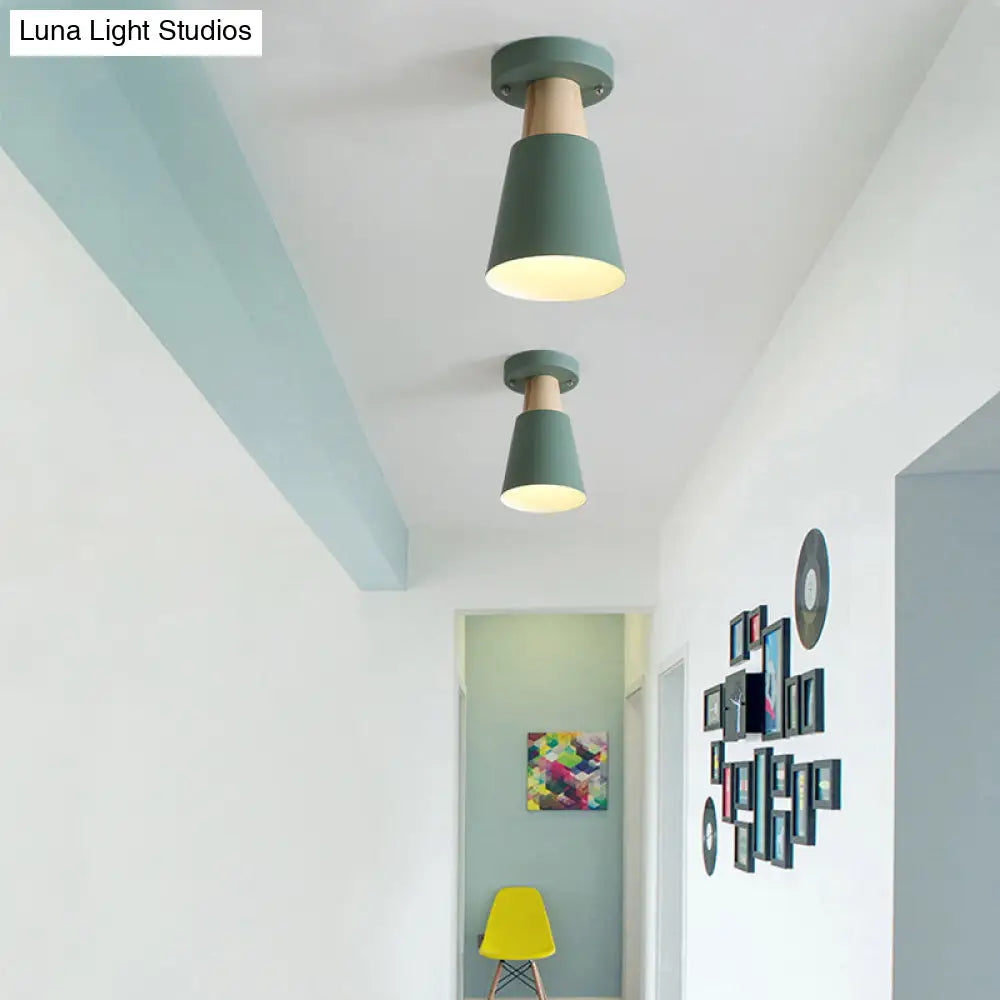 DecorBites™ DecorBites™ Sleek Macaron Conic Semi Flushmount Light - Grey/Pink/Yellow/Green