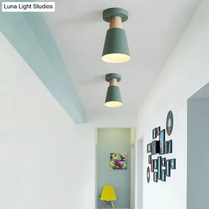 DecorBites™ DecorBites™ Sleek Macaron Conic Semi Flushmount Light - Grey/Pink/Yellow/Green