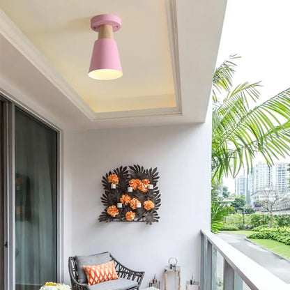 DecorBites™ DecorBites™ Sleek Macaron Conic Semi Flushmount Light - Grey/Pink/Yellow/Green