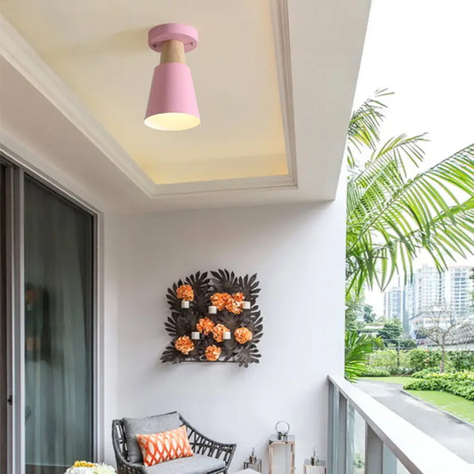 DecorBites™ DecorBites™ Sleek Macaron Conic Semi Flushmount Light - Grey/Pink/Yellow/Green