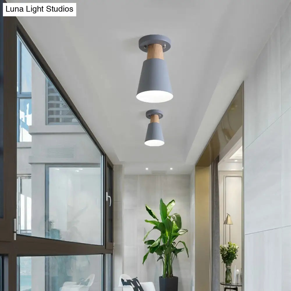 DecorBites™ DecorBites™ Sleek Macaron Conic Semi Flushmount Light - Grey/Pink/Yellow/Green