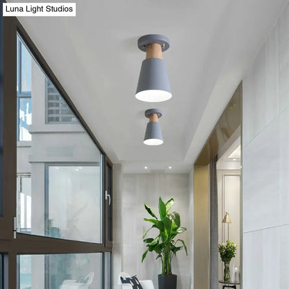 DecorBites™ DecorBites™ Sleek Macaron Conic Semi Flushmount Light - Grey/Pink/Yellow/Green