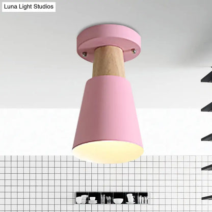 DecorBites™ DecorBites™ Sleek Macaron Conic Semi Flushmount Light - Grey/Pink/Yellow/Green