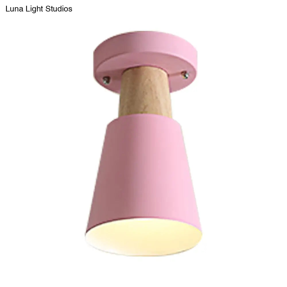 DecorBites™ DecorBites™ Sleek Macaron Conic Semi Flushmount Light - Grey/Pink/Yellow/Green