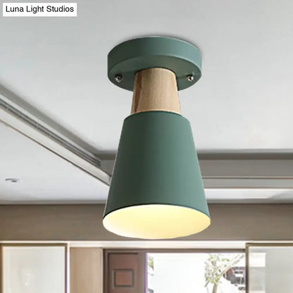 DecorBites™ DecorBites™ Sleek Macaron Conic Semi Flushmount Light - Grey/Pink/Yellow/Green