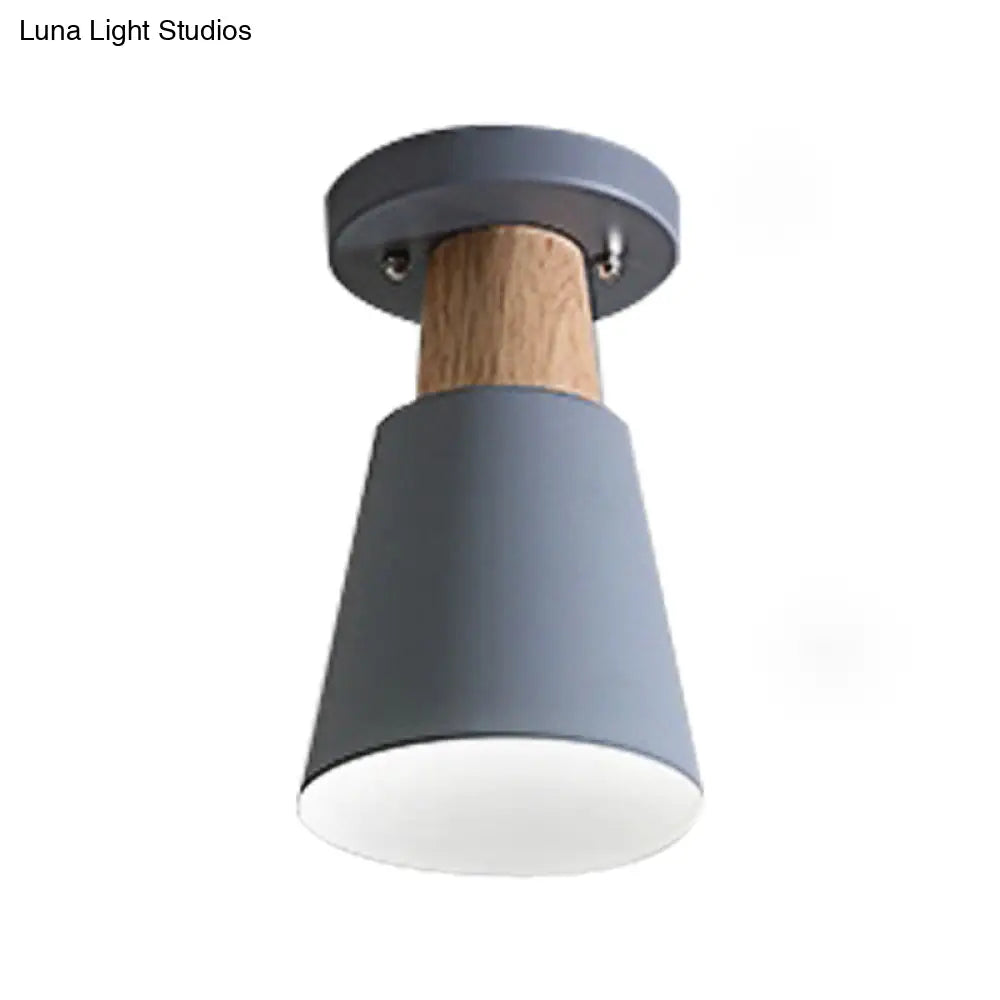 DecorBites™ DecorBites™ Sleek Macaron Conic Semi Flushmount Light - Grey/Pink/Yellow/Green