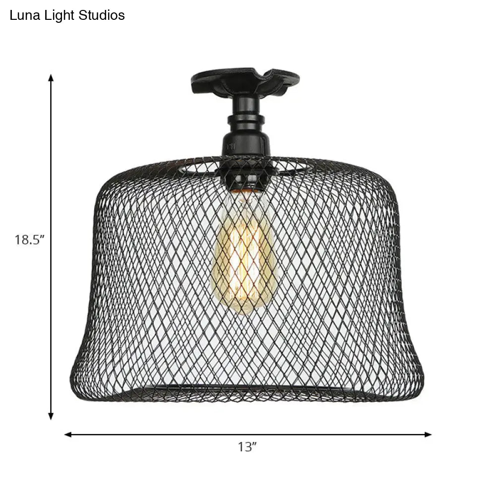 DecorBites™ DecorBites™ Sleek Metal Ceiling Mounted Light - Stylish Industrial Semi Flush Light with Mesh Screen