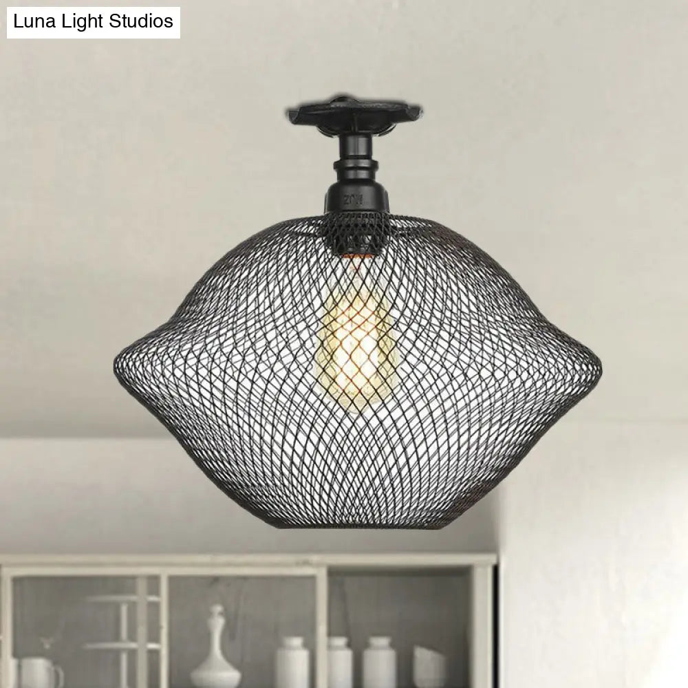 DecorBites™ DecorBites™ Sleek Metal Ceiling Mounted Light - Stylish Industrial Semi Flush Light with Mesh Screen