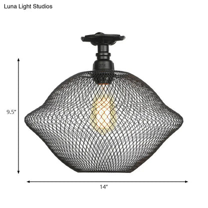 DecorBites™ DecorBites™ Sleek Metal Ceiling Mounted Light - Stylish Industrial Semi Flush Light with Mesh Screen