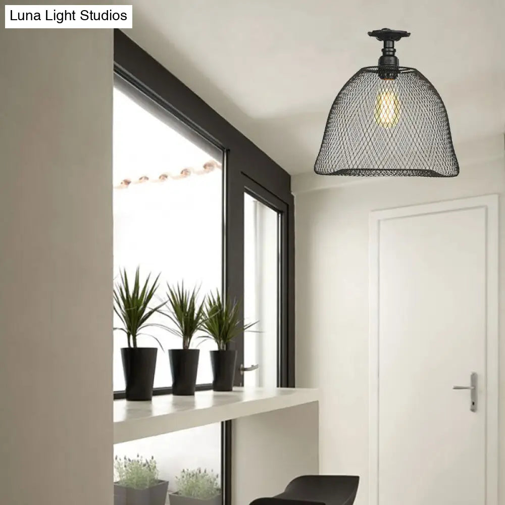 DecorBites™ DecorBites™ Sleek Metal Ceiling Mounted Light - Stylish Industrial Semi Flush Light with Mesh Screen