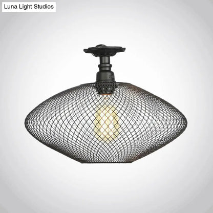 DecorBites™ DecorBites™ Sleek Metal Ceiling Mounted Light - Stylish Industrial Semi Flush Light with Mesh Screen
