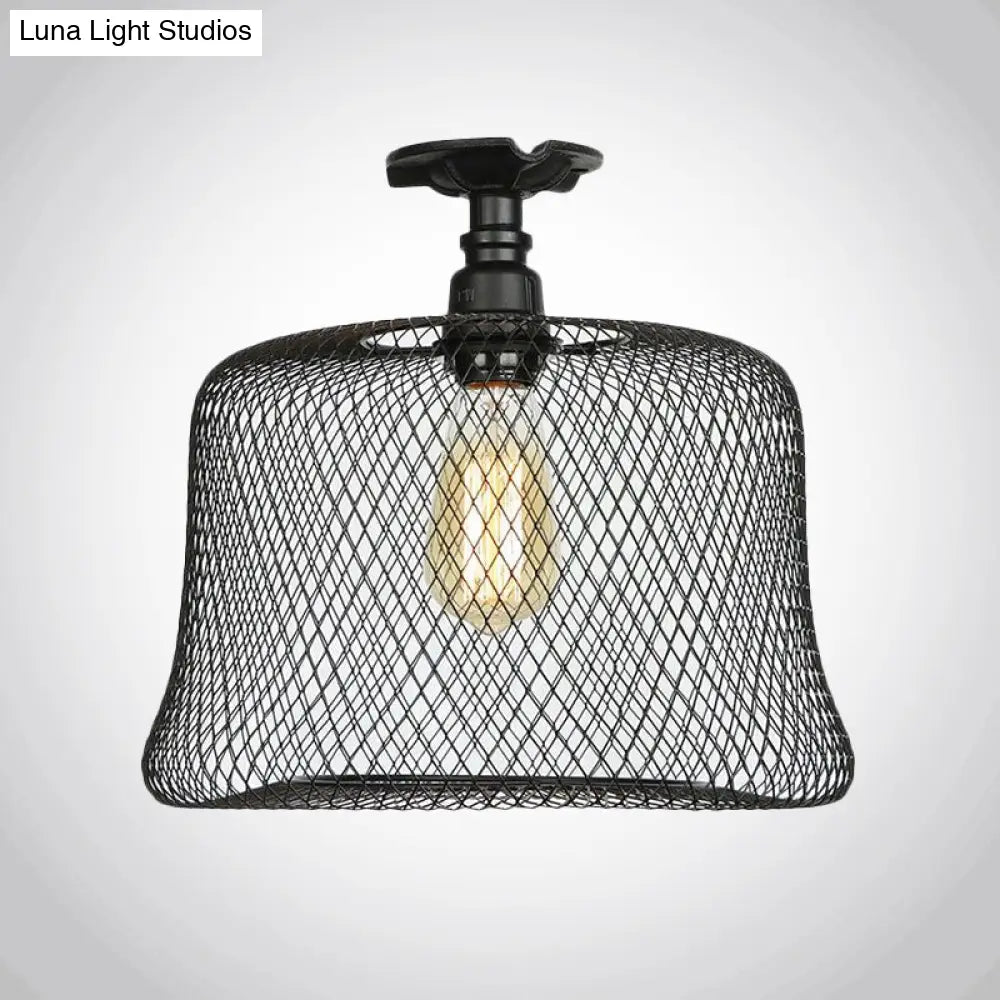 DecorBites™ DecorBites™ Sleek Metal Ceiling Mounted Light - Stylish Industrial Semi Flush Light with Mesh Screen