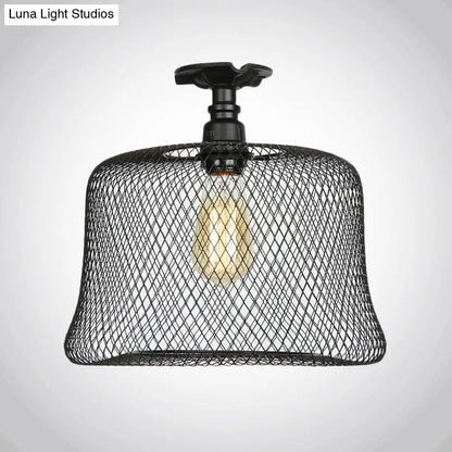 DecorBites™ DecorBites™ Sleek Metal Ceiling Mounted Light - Stylish Industrial Semi Flush Light with Mesh Screen