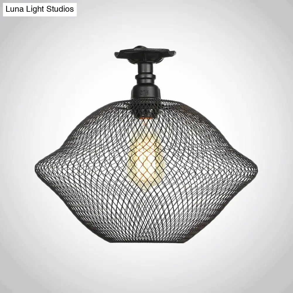 DecorBites™ DecorBites™ Sleek Metal Ceiling Mounted Light - Stylish Industrial Semi Flush Light with Mesh Screen