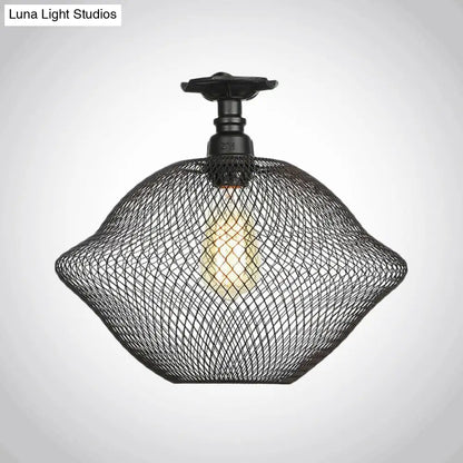 DecorBites™ DecorBites™ Sleek Metal Ceiling Mounted Light - Stylish Industrial Semi Flush Light with Mesh Screen