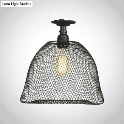DecorBites™ DecorBites™ Sleek Metal Ceiling Mounted Light - Stylish Industrial Semi Flush Light with Mesh Screen
