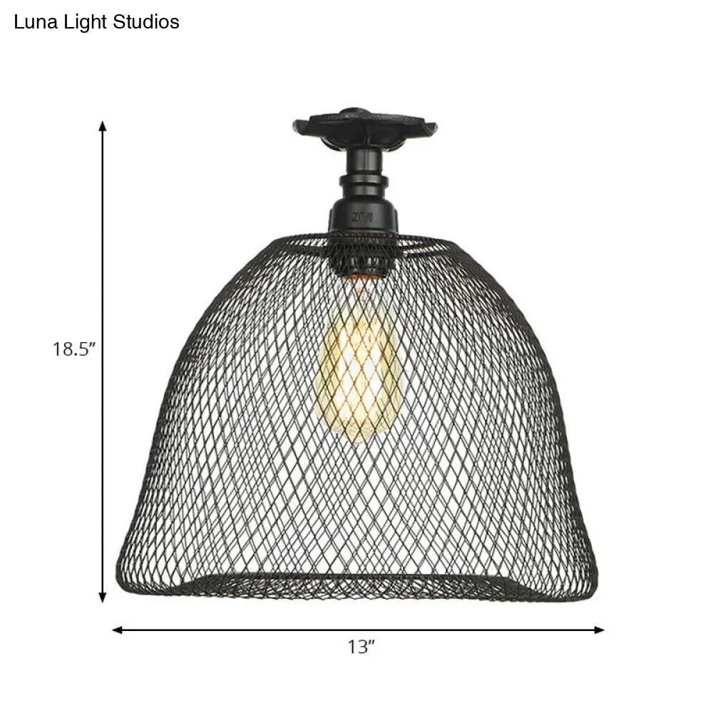 DecorBites™ DecorBites™ Sleek Metal Ceiling Mounted Light - Stylish Industrial Semi Flush Light with Mesh Screen