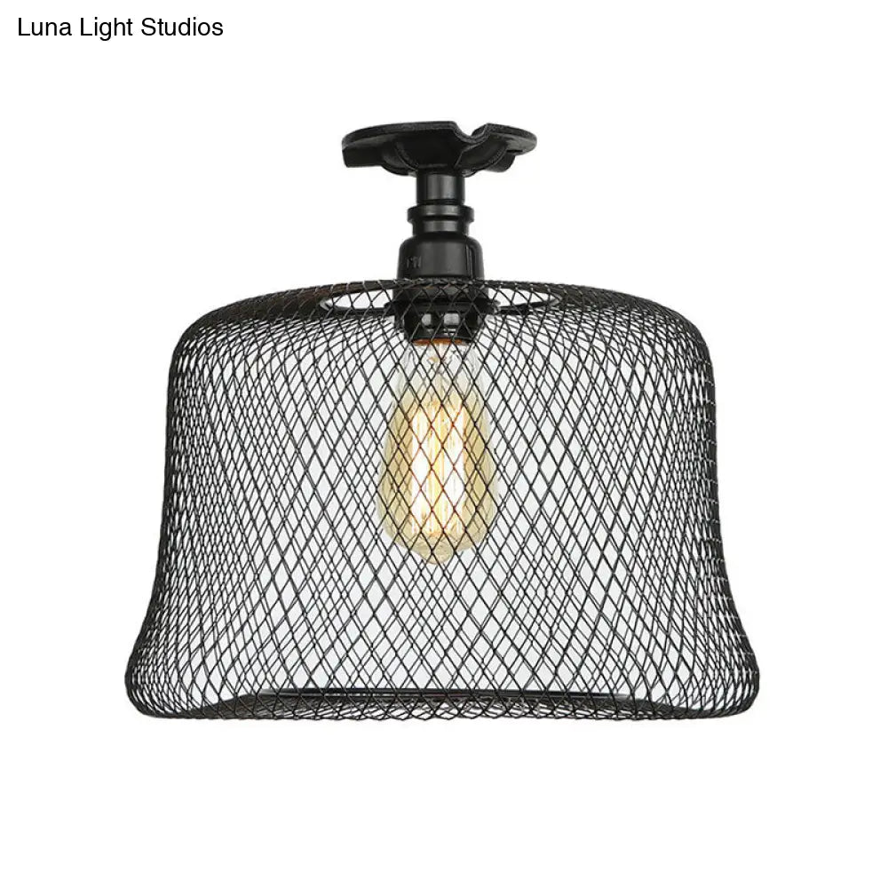 DecorBites™ DecorBites™ Sleek Metal Ceiling Mounted Light - Stylish Industrial Semi Flush Light with Mesh Screen